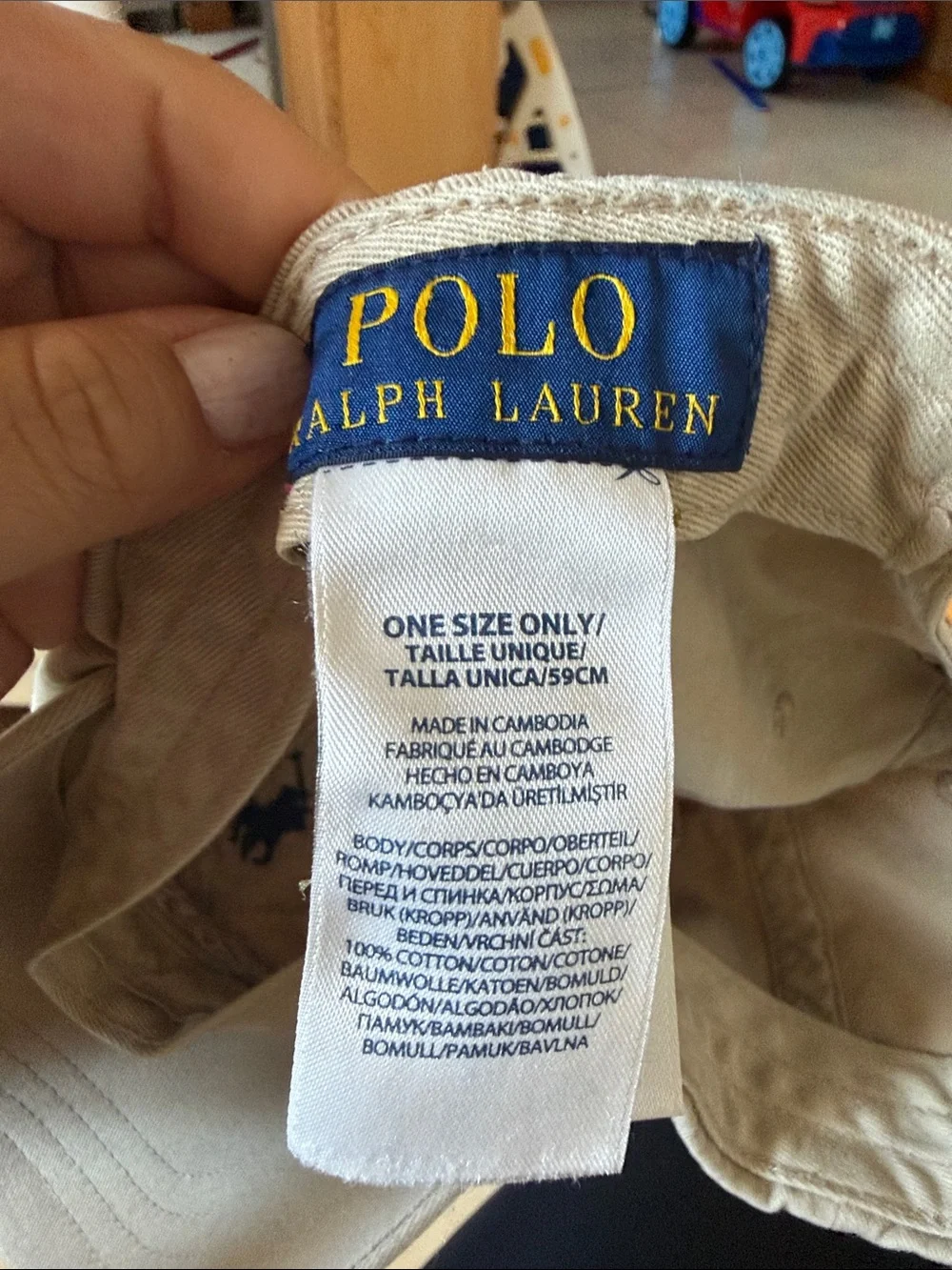 Polo Ralph Lauren Hat Cap Strap Back Mens One Size Beige Twill Baseball Logo